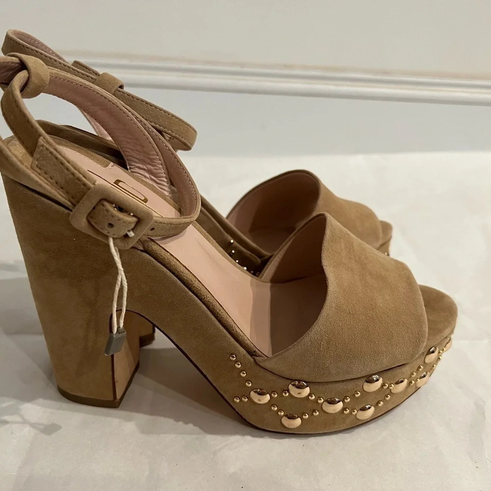 ITALIAN Julie Dee Platform Heels Beige Suede Women's Sz EU 39 US 9 NWB - Picture 4 of 10